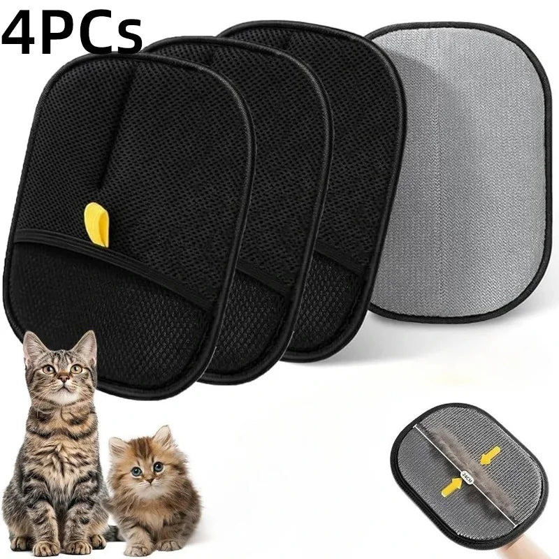 Pet Hair Removal Set Tool Reusable Static Removal Gloves Double-Sided Grooming Gloves Remove Dog Cat Hair Carpets Sofa Cleaner