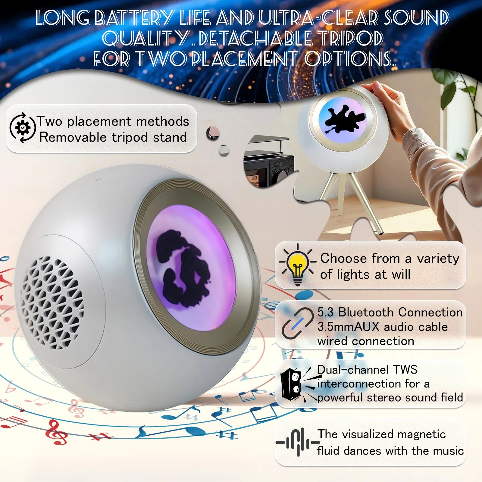 FluidBeat™ Speaker 🧲🎵 — Watch Your Music Come Alive