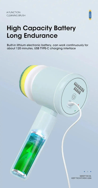 Electric Spin Scrubber, Bathroom Cordless Cleaning Brush Power Scrubber with 5 Replaceable Brush Heads, Electric Cleaning Brush Stone's Store