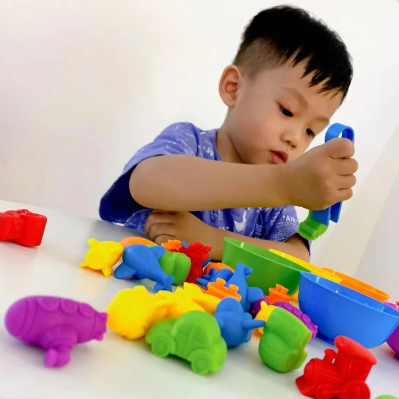 Kids Matching Game Learn Educational Toys Animal Cognition Rainbow Sort Fine Motor Training Montessori Sensory Puzzle Toy Gifts Kids Choice Store