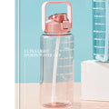 Portable Large Capacity Plastic Straw Time Marker Outdoor Water Bottle
