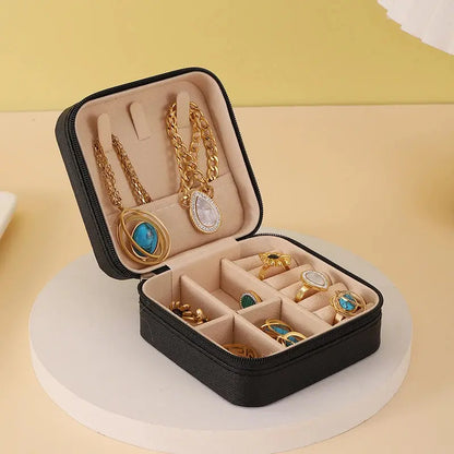 View details for Portable Jewelry Storage Box Travel Organizer Jewelry Case Leather