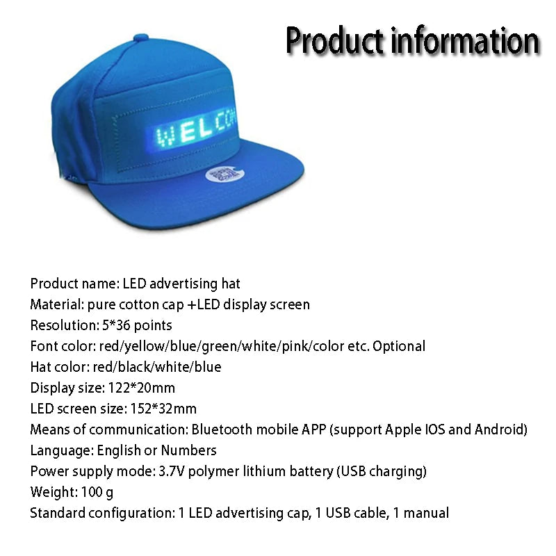 Glow-in-the-Dark LED Cap – Stand Out at Concerts & Parties!