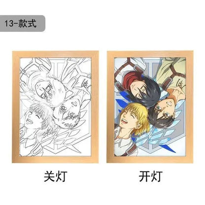 Attack On Titan Anime Figure Customized Night Light Painting Decor