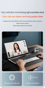 14.1"Ultra Slim Laptop 16GB RAM 2TB SSD Intel N3700 Notebook Gamer 1920*1080 Display Office Study Computer PC Windows 11 Pro