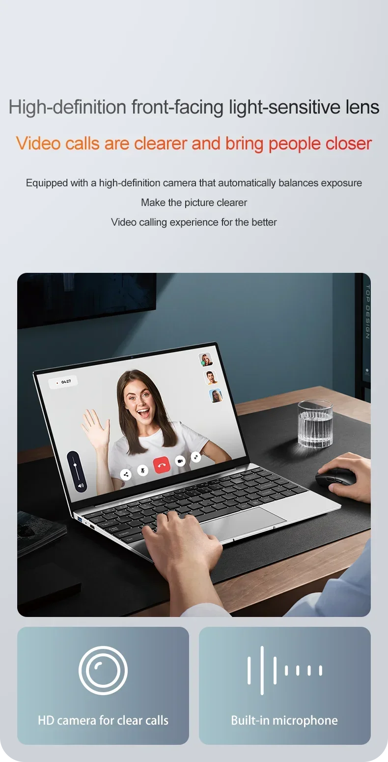 14.1"Ultra Slim Laptop 16GB RAM 2TB SSD Intel N3700 Notebook Gamer 1920*1080 Display Office Study Computer PC Windows 11 Pro