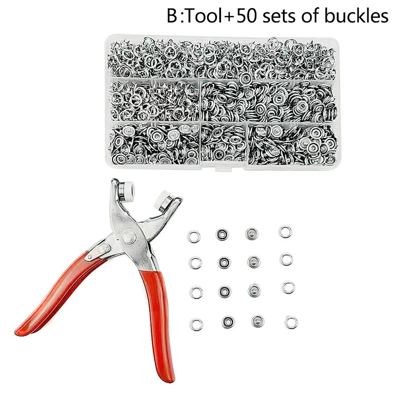 Snaps Buttons Pliers Set Snap Fasteners Kit Tool Sewing Buttons Press Studs Snap for Installing Clothes Bags
