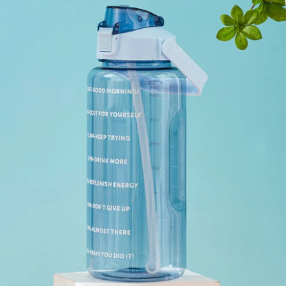 Portable Large Capacity Plastic Straw Time Marker Outdoor Water Bottle