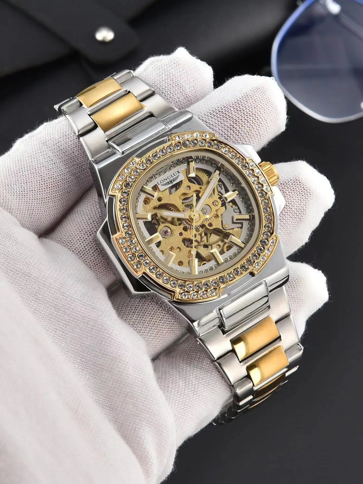 LONGLUX automatic man watch luxury stainless steel wholesale AliExpress