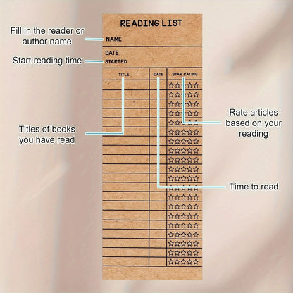 20/50 PCS Reading List Bookmark, 3 x 8 Inch Personal Library Cards, Reading Log Bookmark, Perfect Gift for Reading Lovers