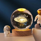 View details for 3D Crystal Ball LED Night Light Moon Saturn Planets Lamp Galaxy 