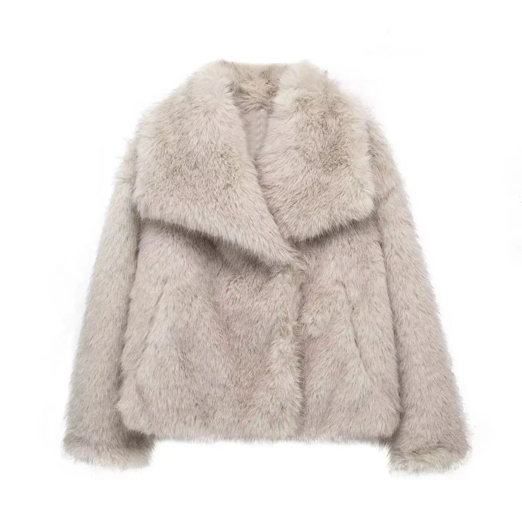 Women's Fashion Cropped Faux Fur Jacket Stone's Store