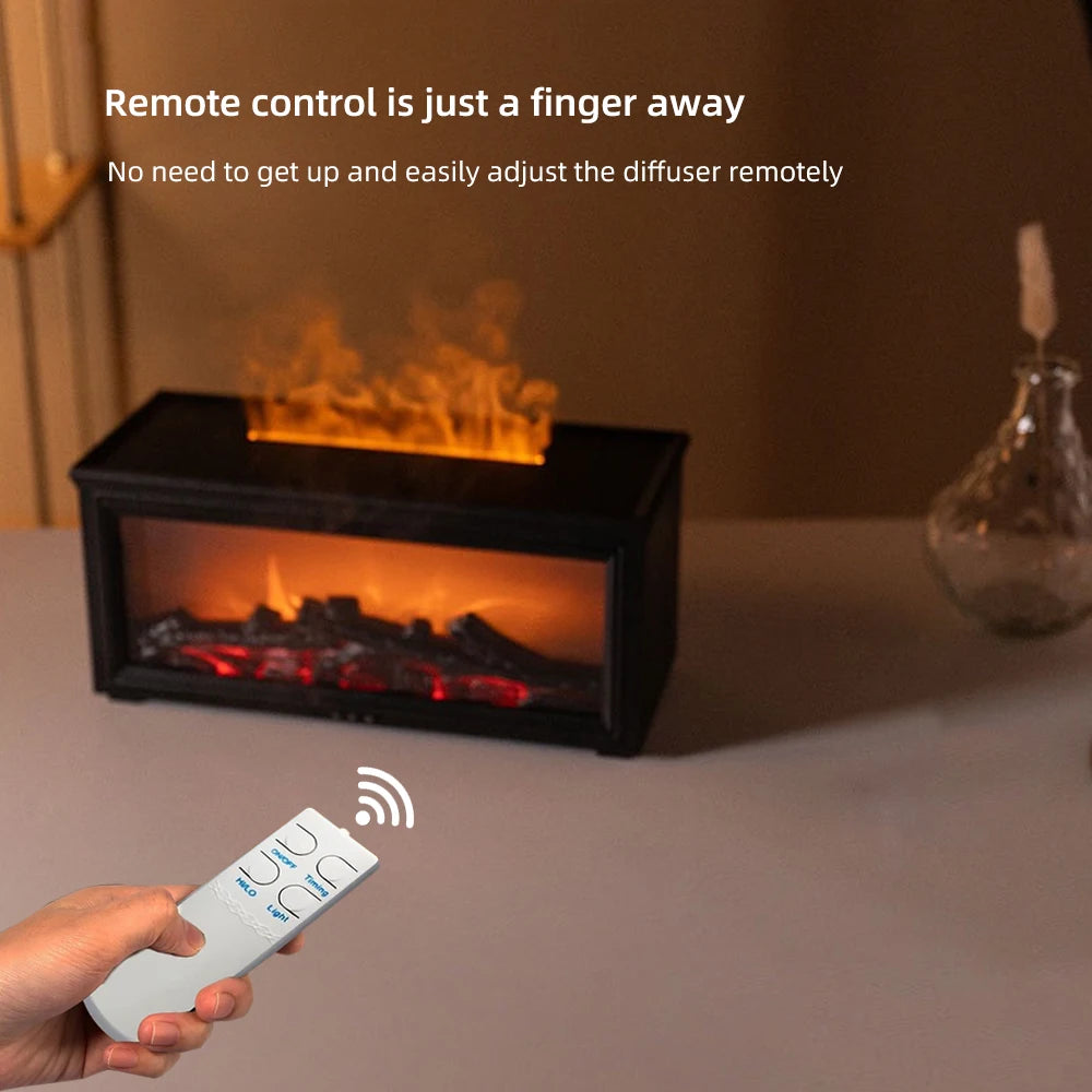 Portable Desktop Fireplace Heater with Atmosphere Light - 5-in-1 Air Humidifier, Aroma Diffuser, Essential Oil Diffuser, Aromath
