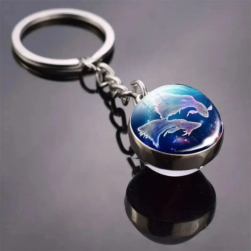 12 Constellation Keychain with Luminous Time Stone Pendant - Creative Fashion Accessory Gift Shop1103314747 Store