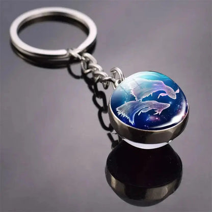 12 Constellation Keychain with Luminous Time Stone Pendant - Creative Fashion Accessory Gift Shop1103314747 Store
