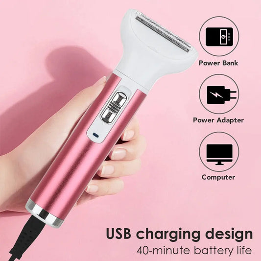5 in 1 Electric Hair Remover Rechargeable Lady Shaver Maroon Asteria