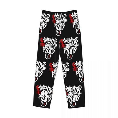 Custom T-Twentys One P-Pilots Rock Logo Hot Pajama Pants Men's Lounge Sleep Stretch Sleepwear Bottoms with Pockets