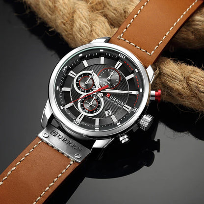 Men's Leather Sports Chronograph Watches Stone's Store