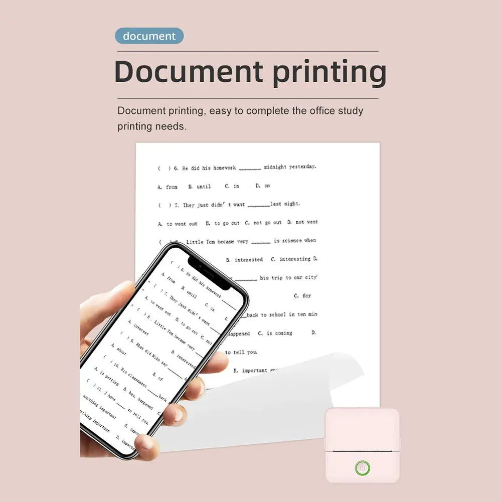 Wirelessly BT 200dpi Mini Thermal Printer with 6 Rolls Paper Label Maroon Asteria