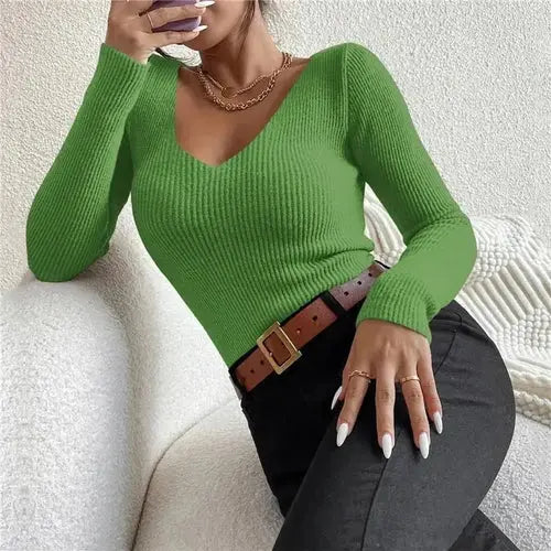 Women's Casual Knitted Sweater | Long Sleeve Pullover for Fall & Winter