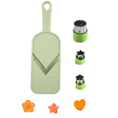 Multi Handheld Mandoline Slicer - Stainless Steel V Blade, with Cleaning Brush, Comfort Grip, Easy to Clean, for Kitchen, Vegeta