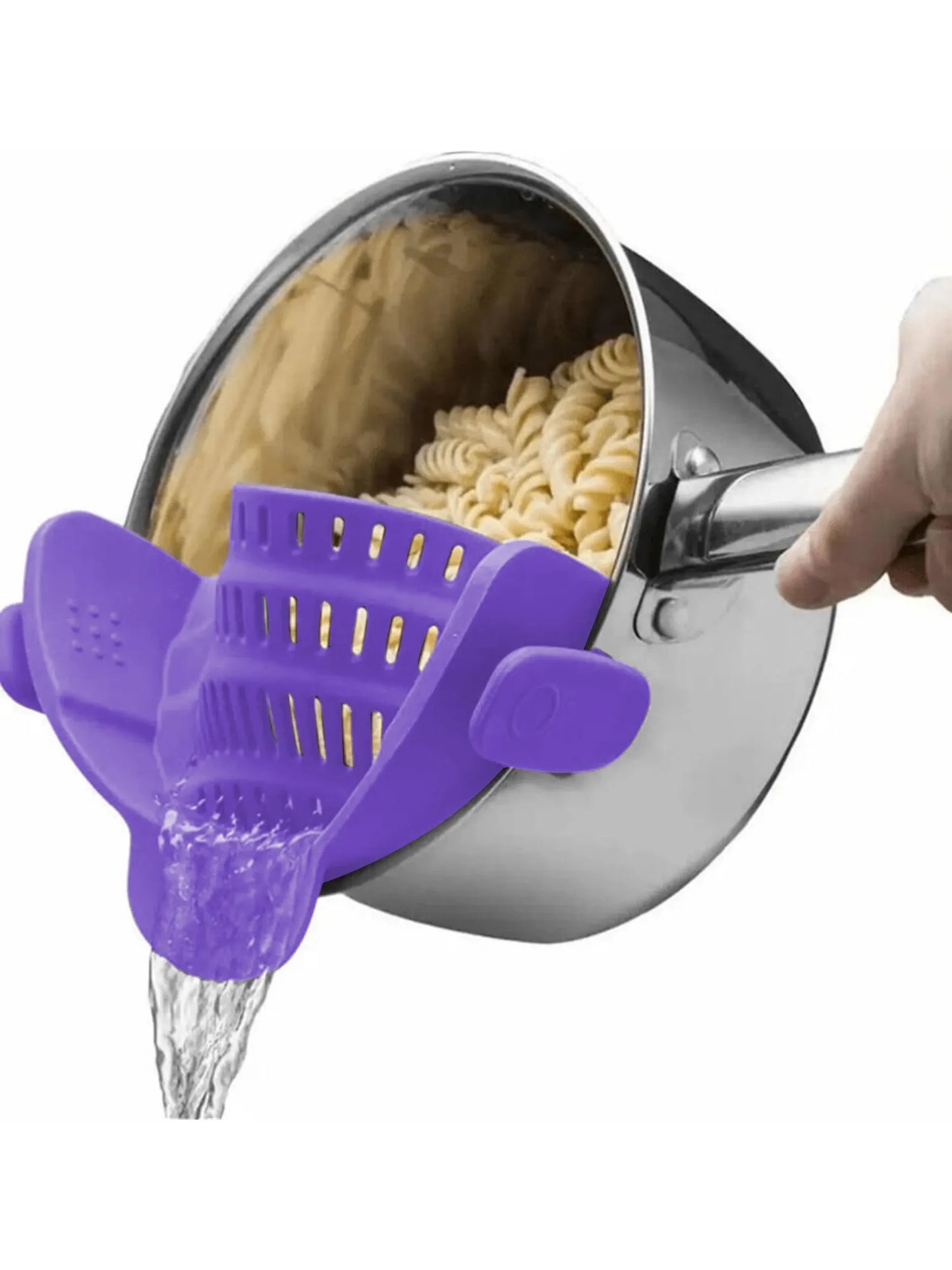 ClipFlow™ Adjustable Pot Strainer – Universal Cookware Drainer