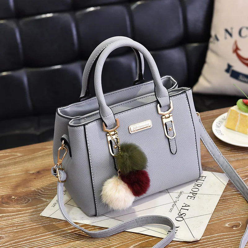 PU Leather Ladies HandBags Women Vintage Purse Plush Tassel Messenger Bags Tote Boston Shoulder Crossbody Bag Stone's Store