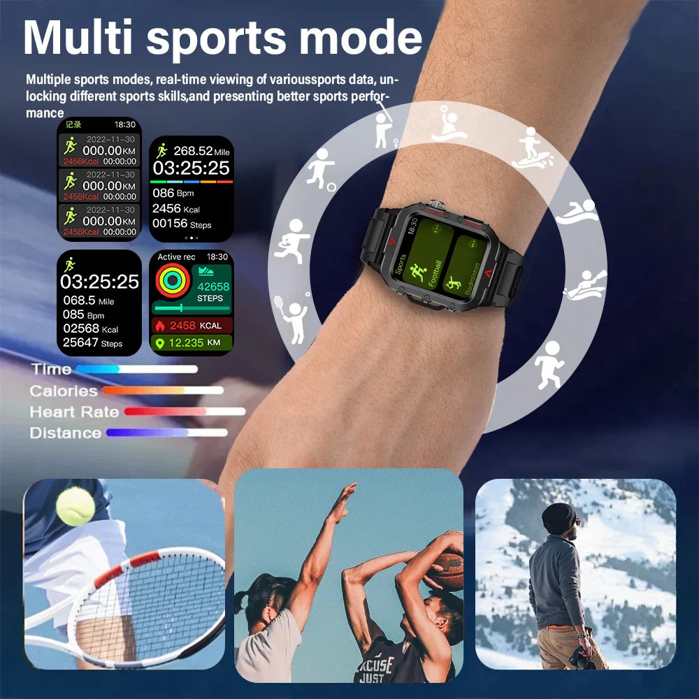 LAXASFIT Men Sports Smart Watch 1.71 Screen Blood Oxygen Bluetooth Talking Watch Multi Sport LED Flashlight Outdoor Smart Watch LAXASFIT Watch Store