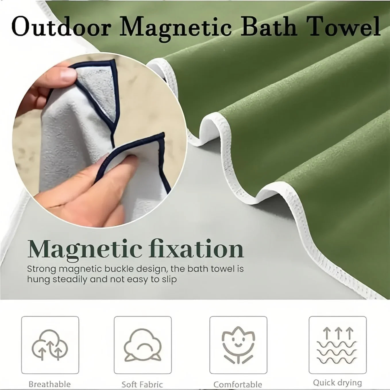 Outdoor Magnetic Bath Towel Multifunctional Magnet Towels Quick Drying Beach Towel for Surfing Swimming Changing Clothes