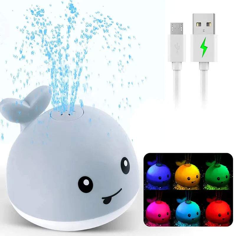 Juguete de baño recargable mejorado para bebés con ballena luminosa a prueba de agua