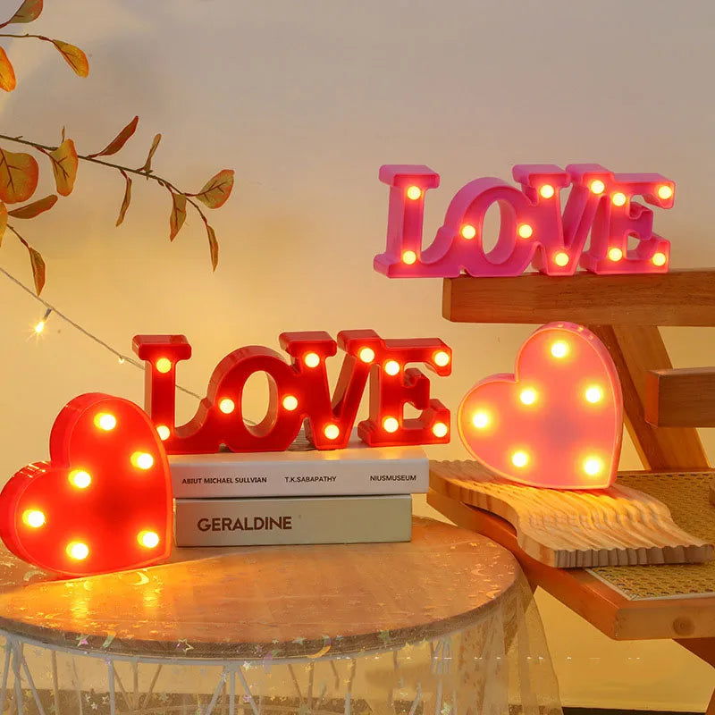 Love Heart LED Lamp Wedding Party Romantic Red Pink Night Light Ornament Birthday Christmas Home Decoration Valentines Day Gift Shop1103809145 Store