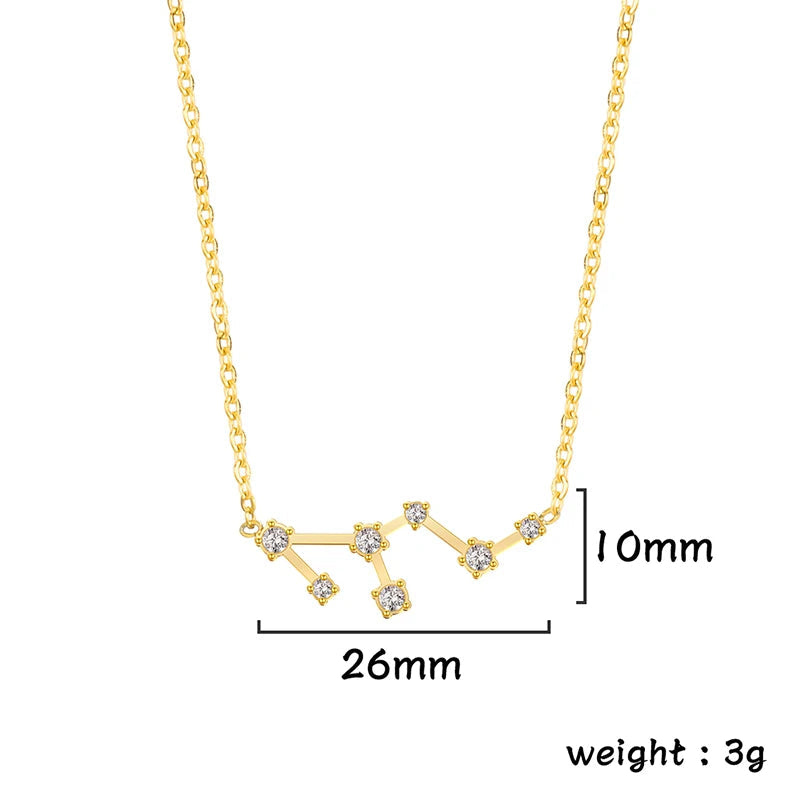 Lucktune Zircon Constellation Pendant Necklace Libra Virgo Zodiac Necklace for Women Stainless Steel Birthday Jewelry Gifts 2025 lucktune Official Store