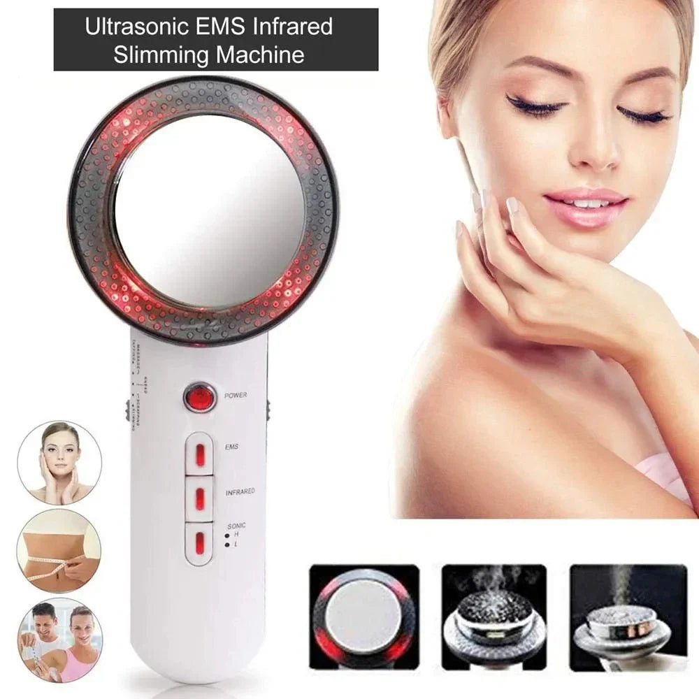 3 In 1 EMS Ultrasonic Cavitation Weight Lose Facial Lifting Body Slimming Massager Galvanic Infrared Lipo Fat Burner Machine Hmeily Official Store