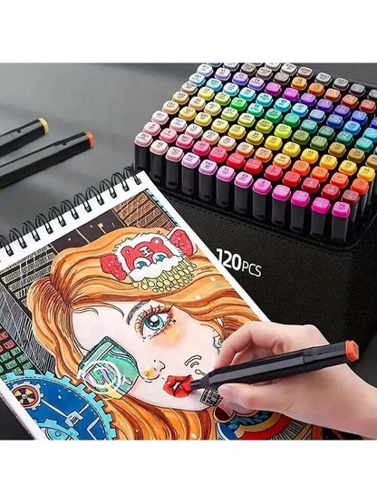 12/24/30/40/60/80/100/120/168pcs Art Marker Set, Watercolor Brush Pens For Students, Dual Tip Oil-Based Markers For Art Students Stone's Store