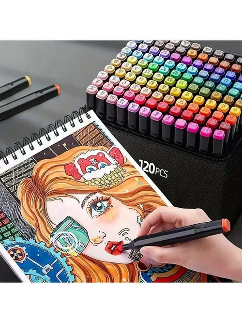 12/24/30/40/60/80/100/120/168pcs Art Marker Set, Watercolor Brush Pens For Students, Dual Tip Oil-Based Markers For Art Students Stone's Store