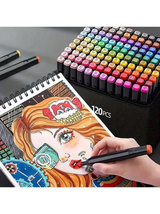 12/24/30/40/60/80/100/120/168pcs Art Marker Set, Watercolor Brush Pens For Students, Dual Tip Oil-Based Markers For Art Students Stone's Store