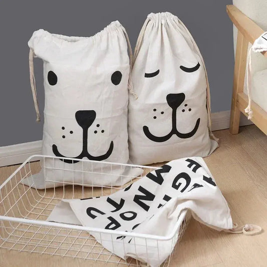 Large Cotton and Linen Laundry Bag Clothes Toys Storage Bag Printing