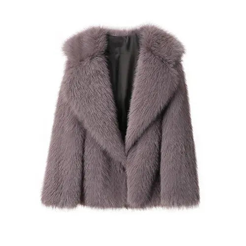 Neo Mint Luxury Brand Women Faux Fur Coat Animal Gradient Color 2024