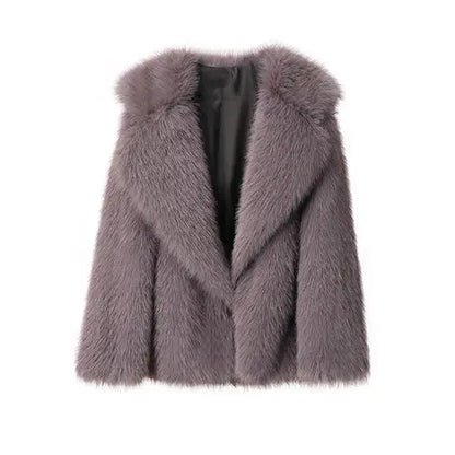 Neo Mint Luxury Brand Women Faux Fur Coat Animal Gradient Color 2024