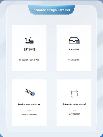 Pet Bowls With Water Feeder, 3 In 1 Ear Design Tilted Cat Water And Food Bowl Set With Gravity Water Bottle For Neck Protection Archie Pets Store