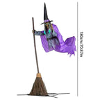 6 Foot Flying Witch Decoration, Halloween Props with Terrifying Sounds and Lights, Garden Lawn, Halloween Decoration Outdoor