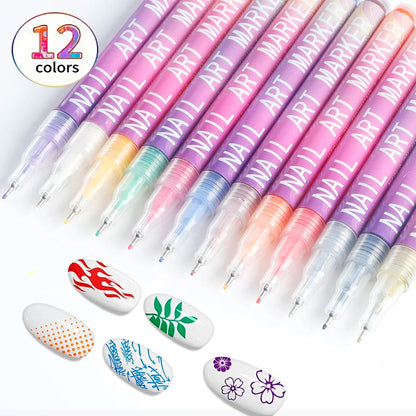 GlamStroke™ 12-Color Nail Art Pens