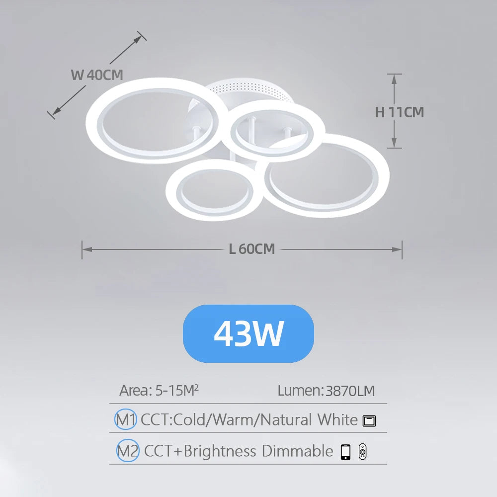 Luxury Ring Pendant LED Ceiling Light Perfect for Bedroom & Living Room Stone's Store