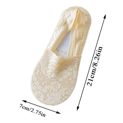 Fashion No-Show Socks – Lace Edge & Non-Slip Comfort!