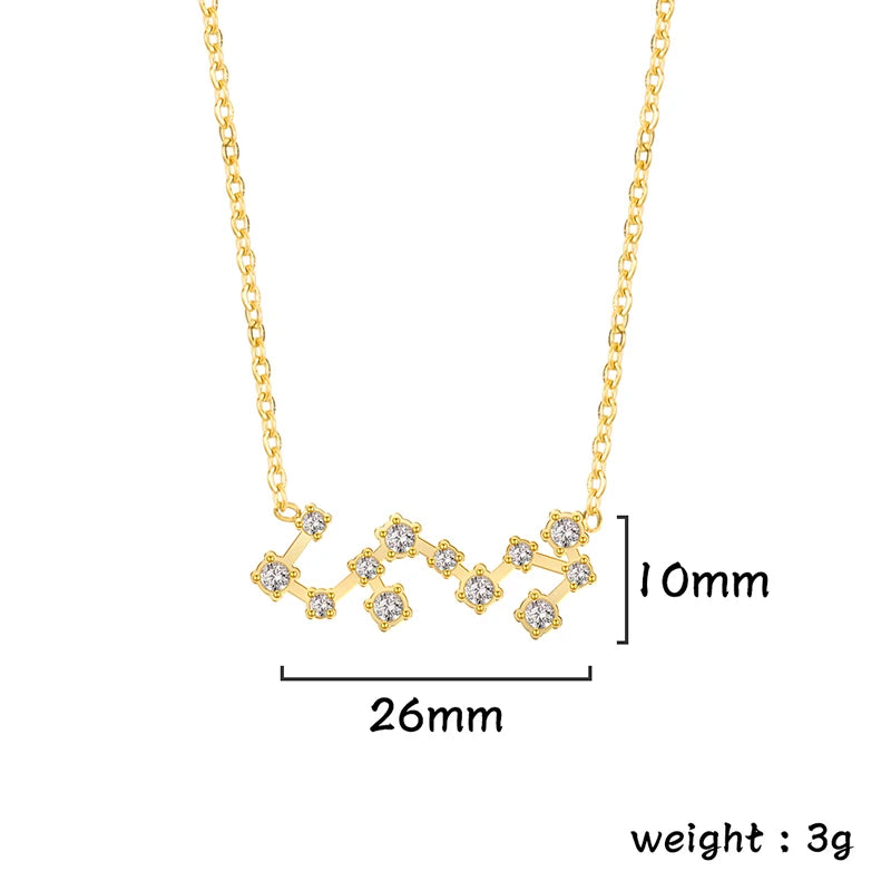 Lucktune Zircon Constellation Pendant Necklace Libra Virgo Zodiac Necklace for Women Stainless Steel Birthday Jewelry Gifts 2025 lucktune Official Store