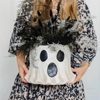 A95G Ghost Bucket Decor, Ghost Planter Pot, Ghost Bucket Vase, Halloween Ghost Bucket, Handmade Halloween Treat Buckets