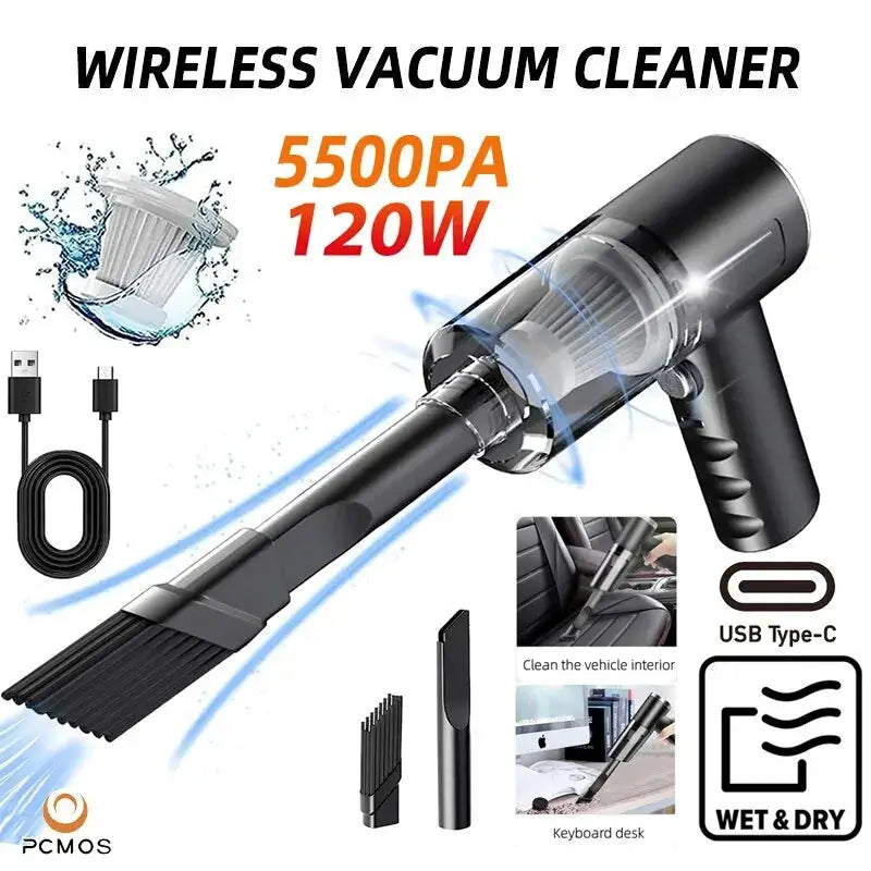 Wireless Vacuum Cleaner Dual Use for Home and Car 120W High Power Powerful Vacuum Cleaner Black PCMOS 1PC DaZhe Plus Store