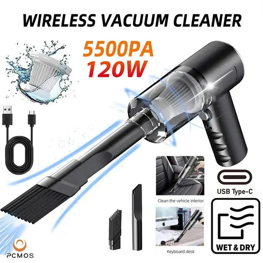 Wireless Vacuum Cleaner Dual Use for Home and Car 120W High Power Powerful Vacuum Cleaner Black PCMOS 1PC DaZhe Plus Store