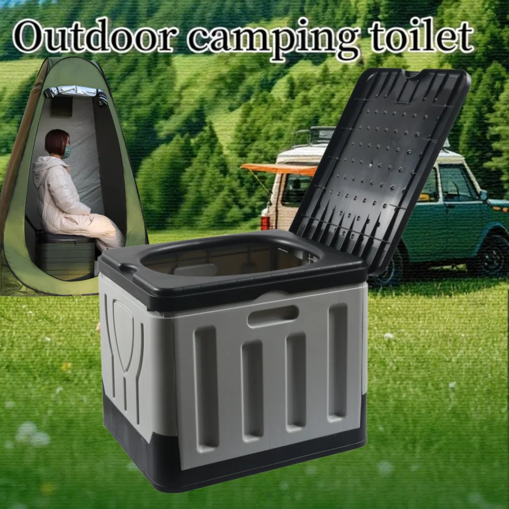 Portable Outdoor Toilet 4-in-1 Car Bucket Reusable Trash Foldable Odor-Proof Emergency Toilet for Camping Road Trips Caravan