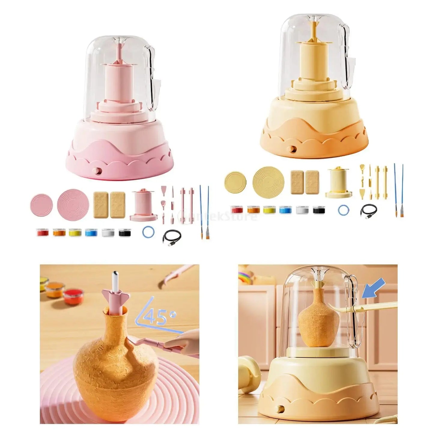 Electric Pottery Wheel Set for Kids Artist Studio Beginner Professional Crafting DIY Ceramic Pottery Machine Beginners Kids Handmade decor Store